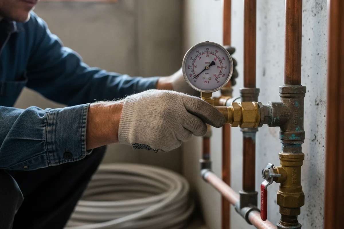 Pressure testing a repaired line during Water Line Repair in Hayesville